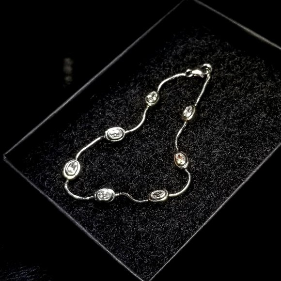 SIlver/CZ Snake Chain Bracelet - Picture 1 of 1